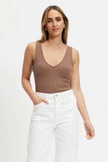 Mya Reversible Ribbed Knit Tank - Black