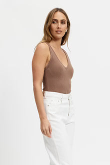 Mya Reversible Ribbed Knit Tank - Black