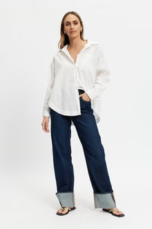 Morgan Stripe Wrap Button-Down Shirt - Blue Multi