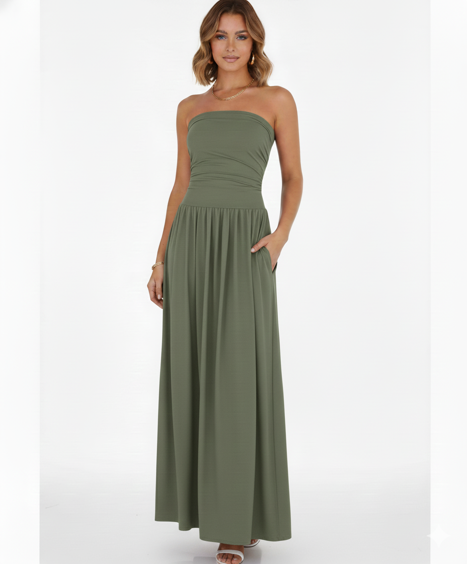 Strapless Blush Maxi Dress