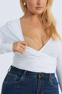 Lainey Crossover Long Sleeve Top - White