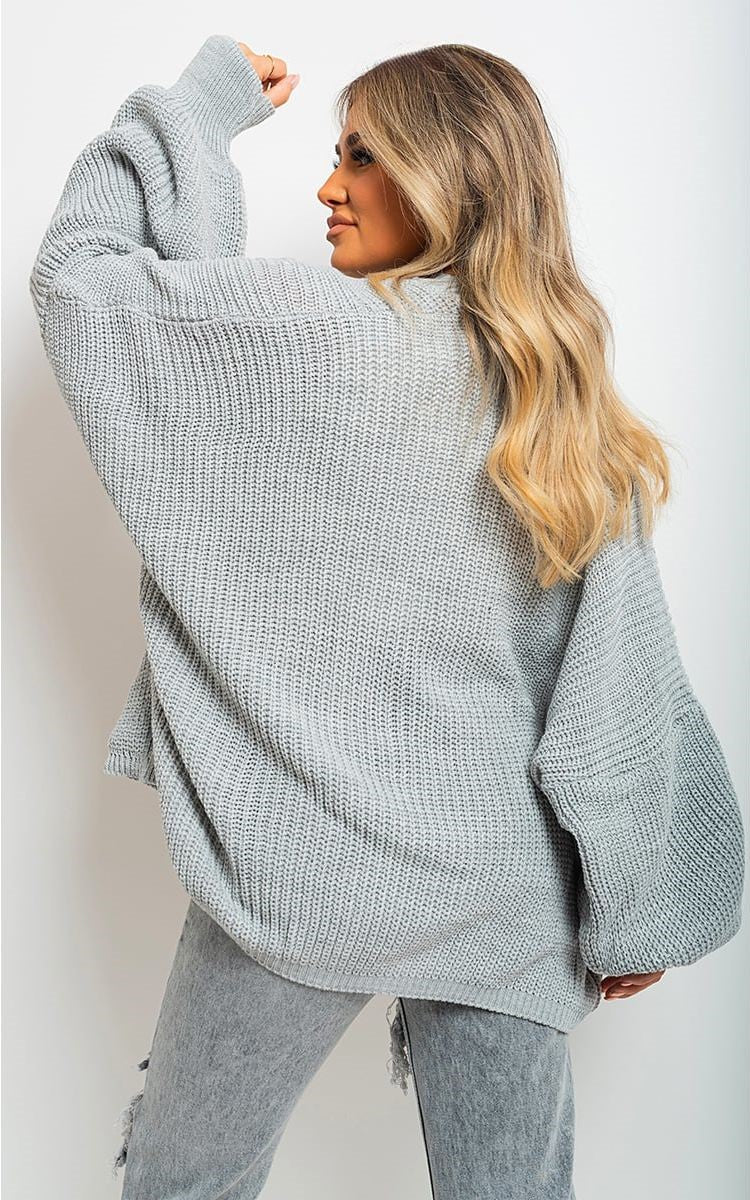 Knitted Balloon Sleeve Cardigan