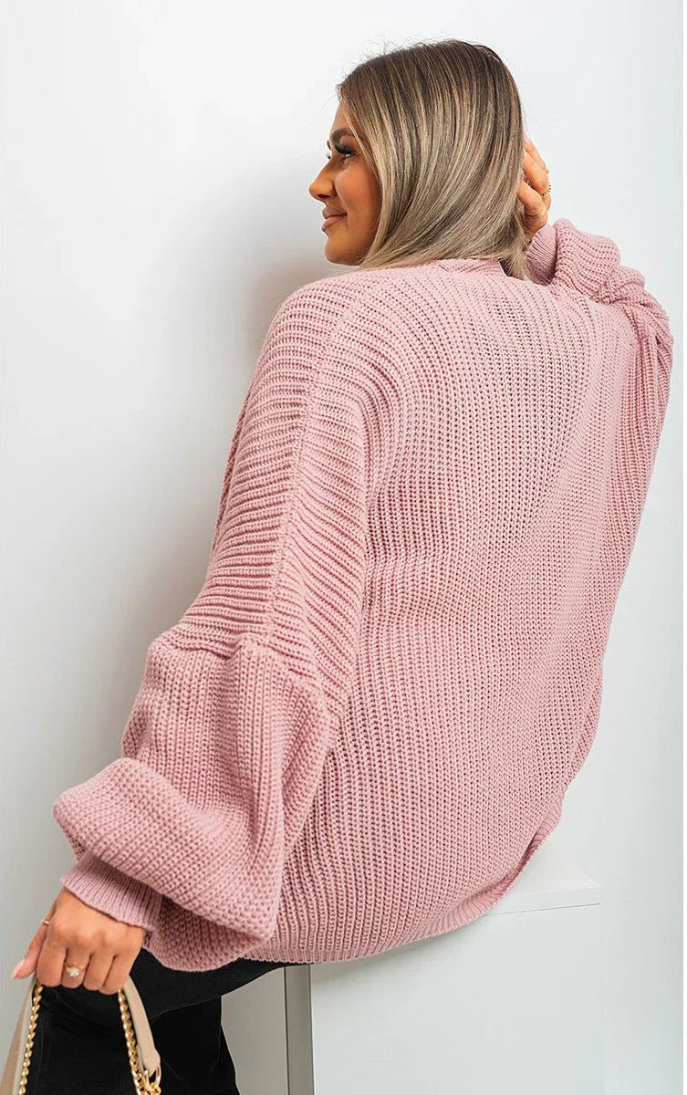 Knitted Balloon Sleeve Cardigan