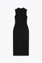 BELTED CREPE MIDI DRESS
