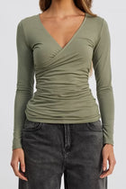 Lainey Crossover Long Sleeve Top - White