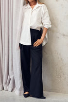 Morgan Stripe Wrap Button-Down Shirt - Blue Multi