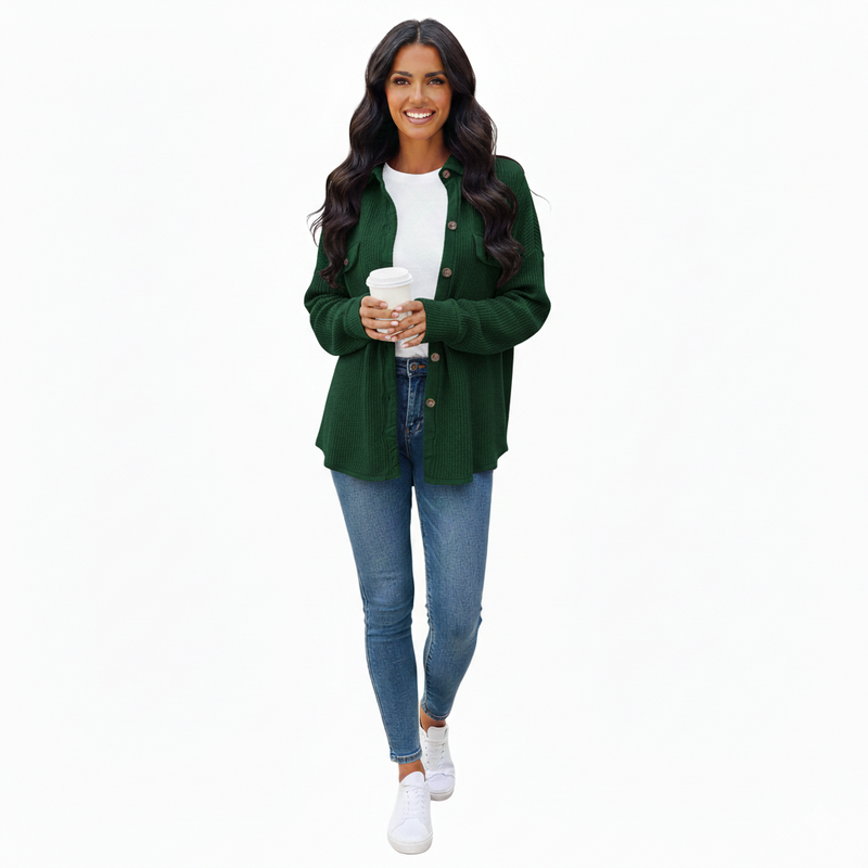 Knit Button-Down Shirt Jacket