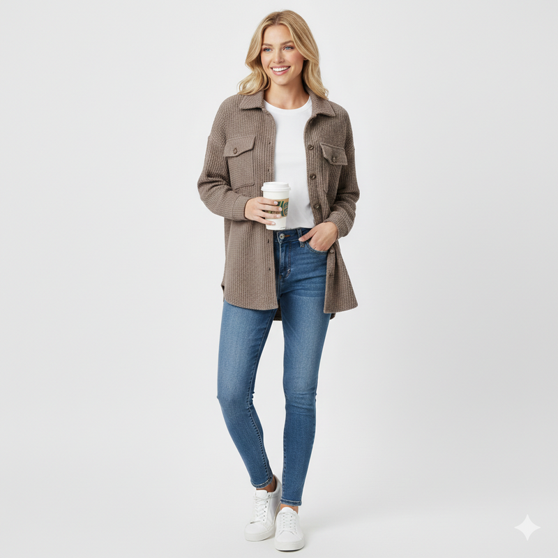 Knit Button-Down Shirt Jacket