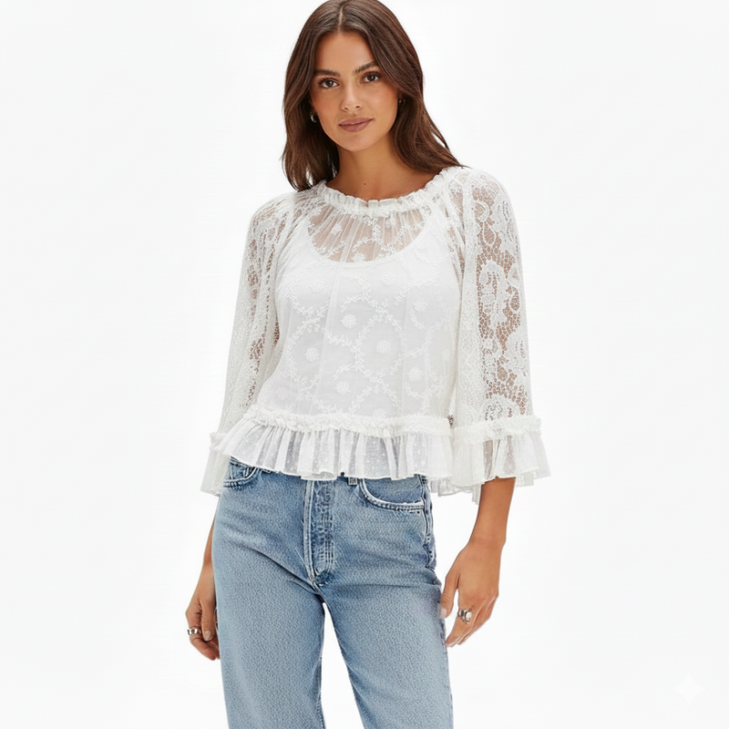 LACE FLARE SLEEVE TOP
