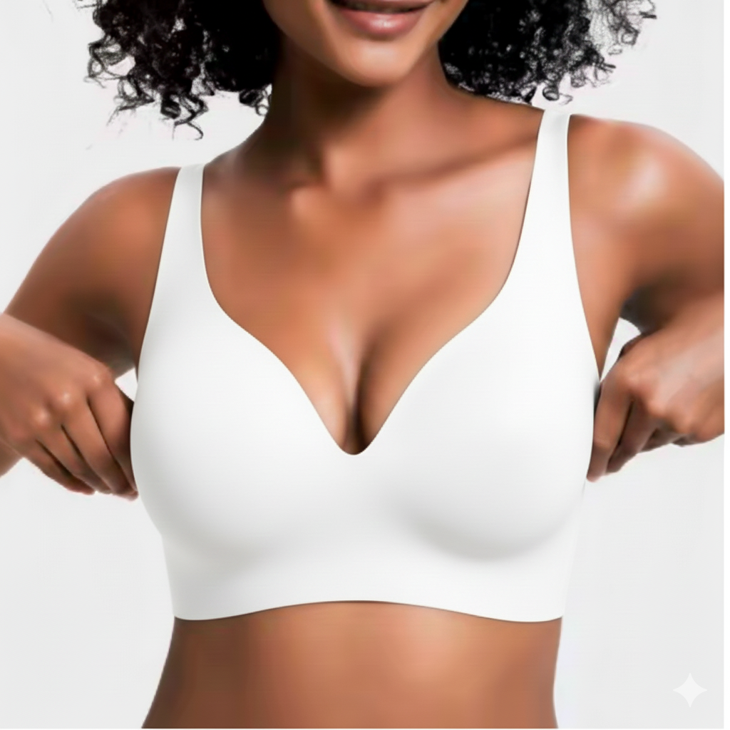 Women’s Wireless Push Up Bra – Seamless Deep V Comfort Bralette