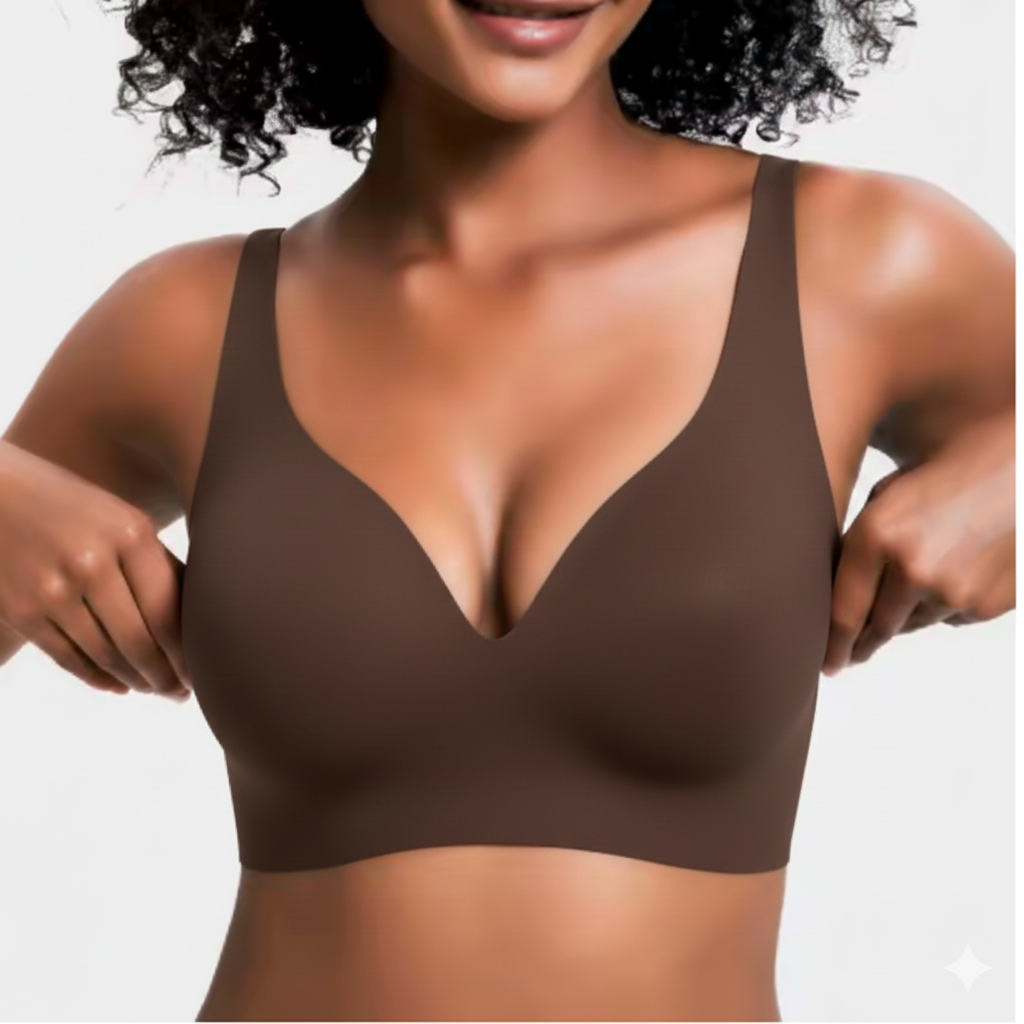Women’s Wireless Push Up Bra – Seamless Deep V Comfort Bralette
