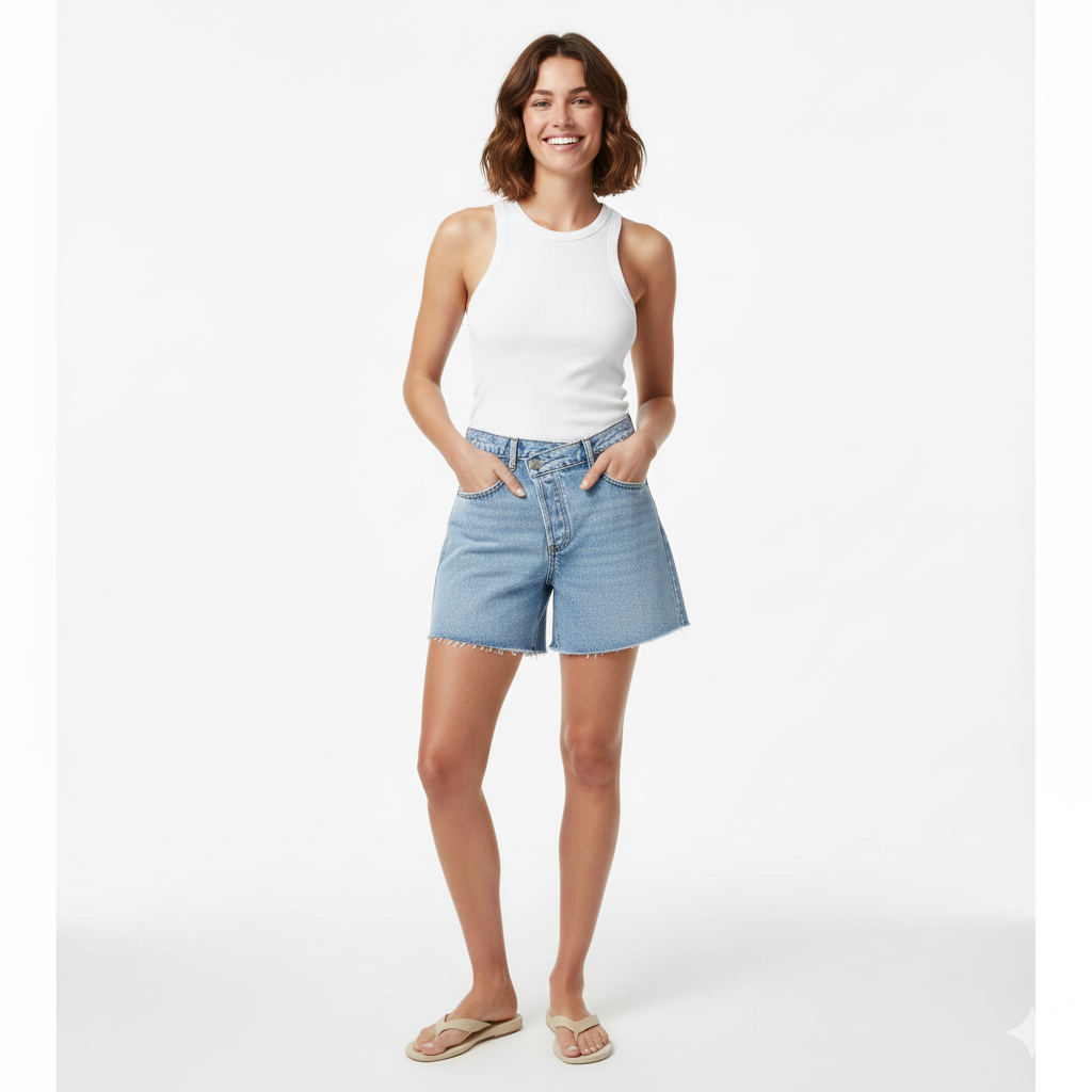 High-Waist Denim Shorts – Casual Summer Streetwear