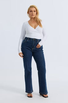 Lainey Crossover Long Sleeve Top - White