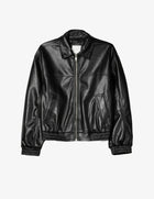 Leather Bomber Jacket - Black