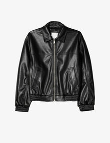 Leather Bomber Jacket - Black