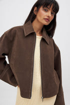 Brown Seude Zip Jacket