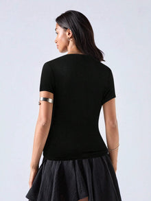 Noir Cascade Wrap Top