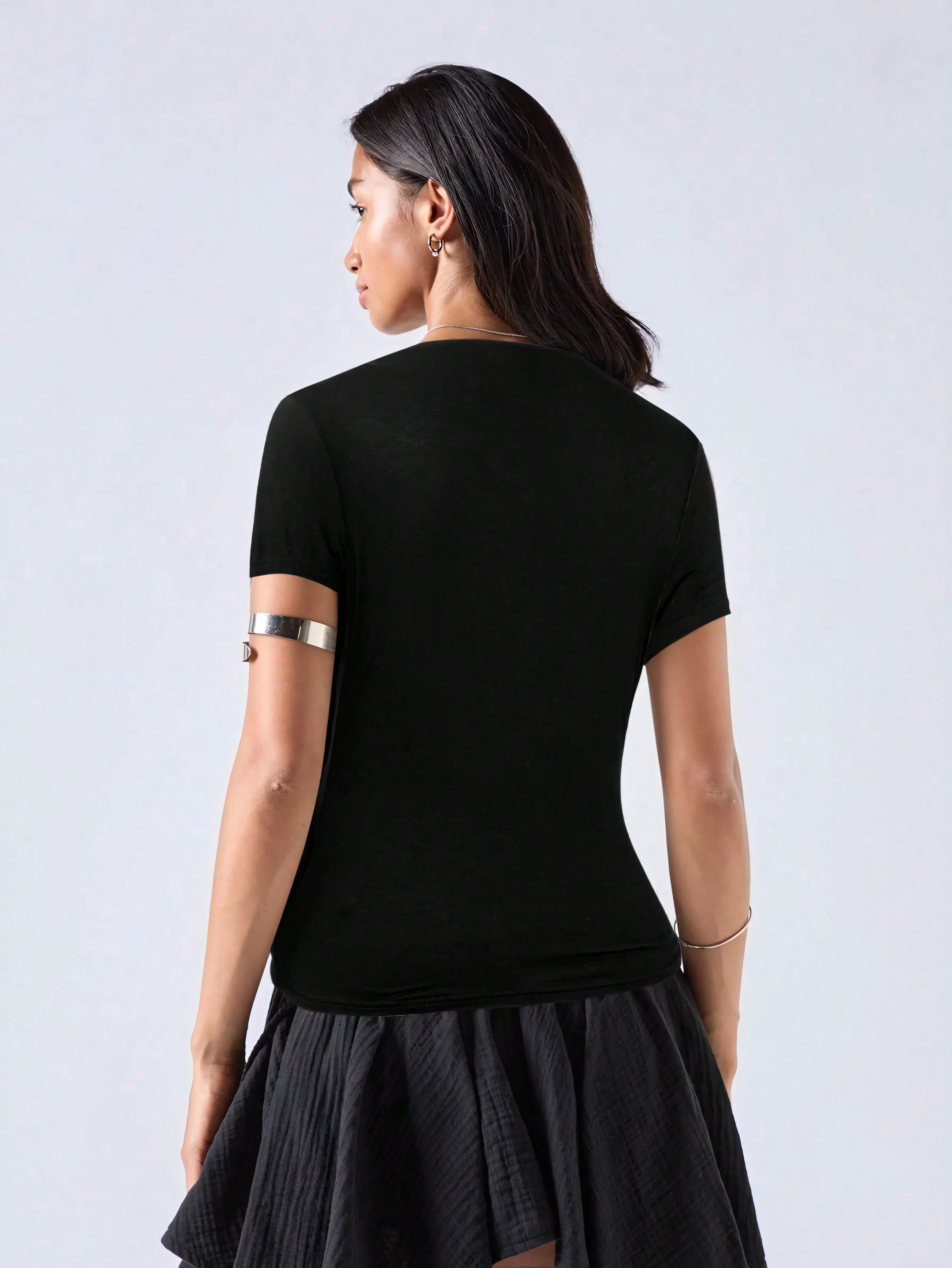 Noir Cascade Wrap Top