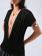 Noir Cascade Wrap Top