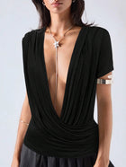 Noir Cascade Wrap Top