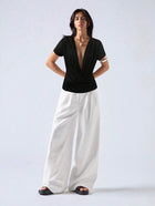 Noir Cascade Wrap Top